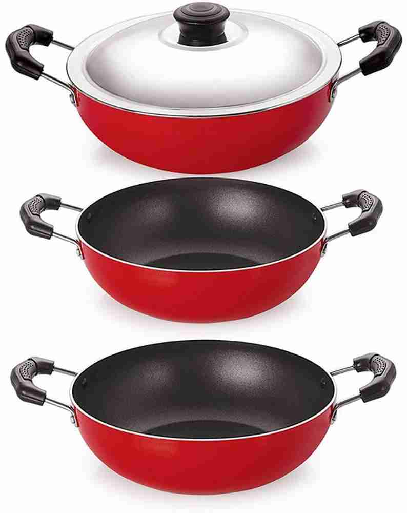 NIRLON Non Stick Cookware Sets Kadai 1.5 Litre Kadhai 2 Litre
