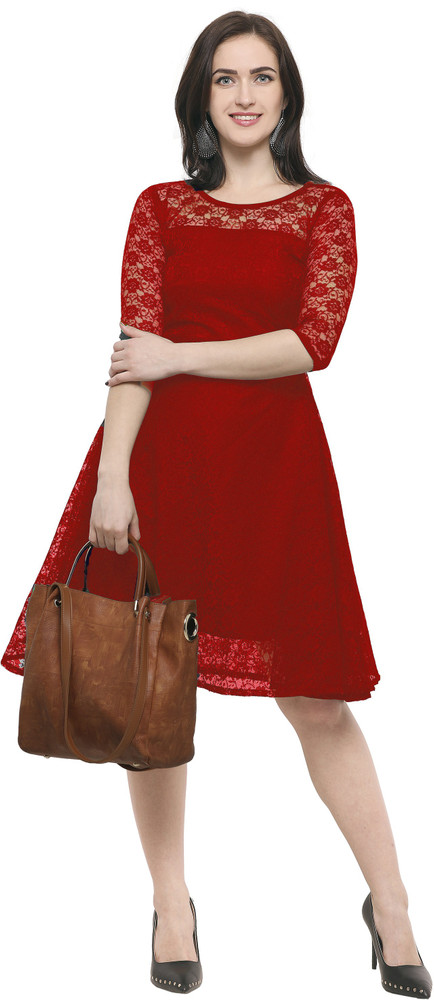 Red net one piece 2025 dress