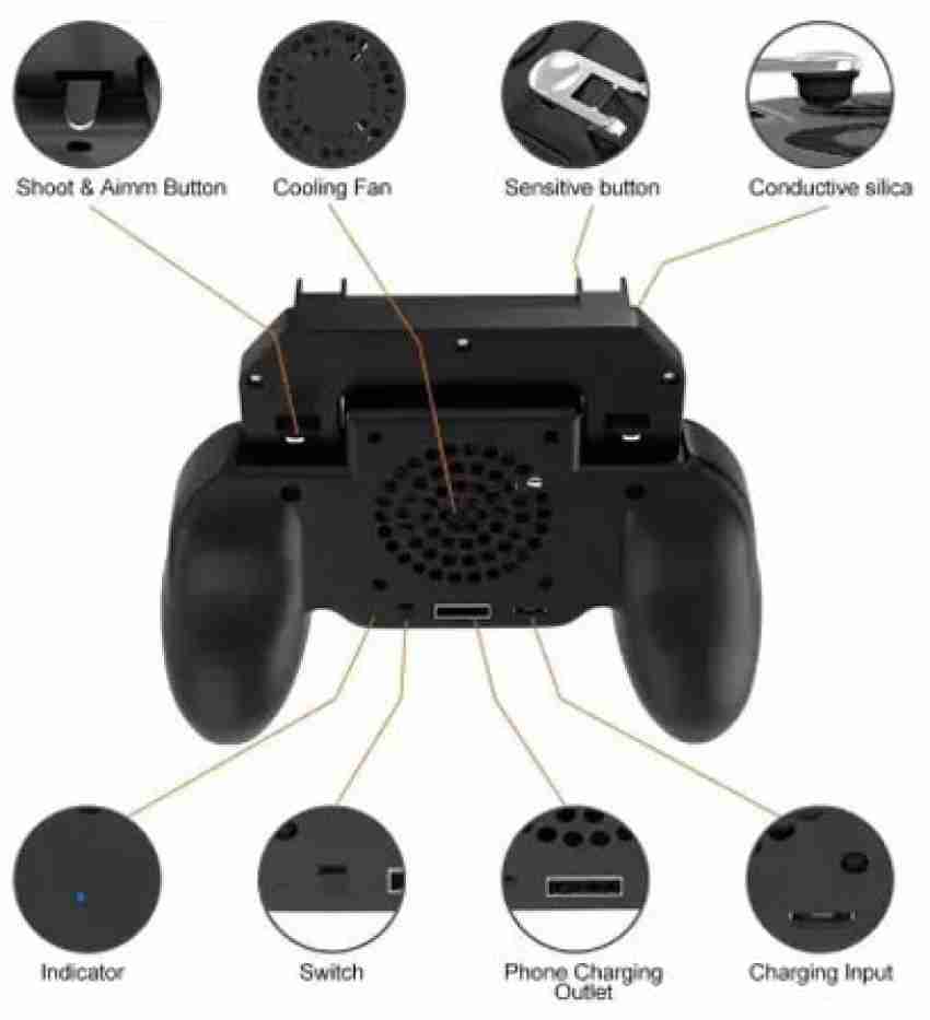 HOCO-Controlador de Jogo Móvel, Gamepad, Metal Trigger, Botão Free Fire,  Jogos de Tiro Joystick, L1R1