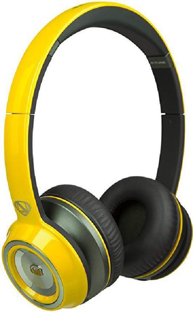 Monster Ntune On Ear Headphones Solar Yellow Bluetooth without