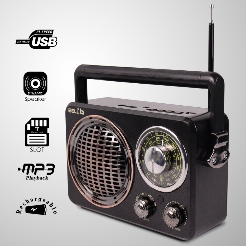 Ibell fm700bt portable fm radio with bluetooth speaker usbsdmp3 player  dynamic speaker 3 band brown