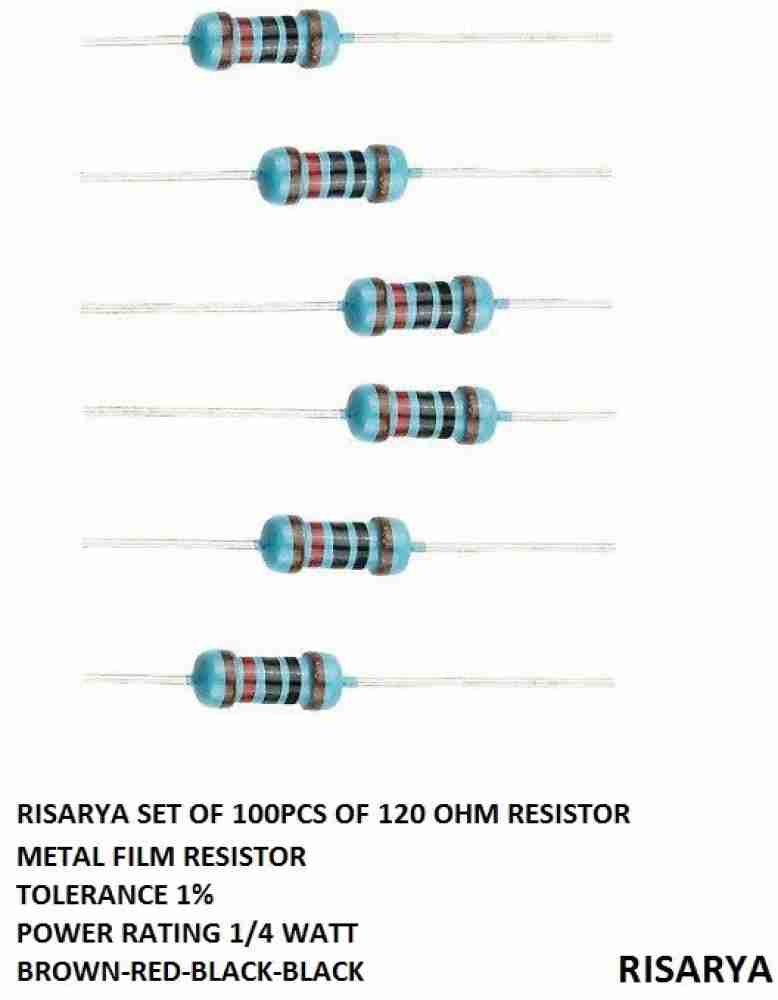 RISARYA 120 OHM RESISTANCE,100PCS,1%,MFR,1/4 WATT Fixed Resistor