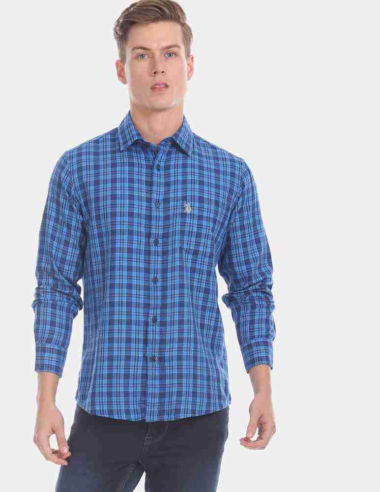 us polo blue check shirt