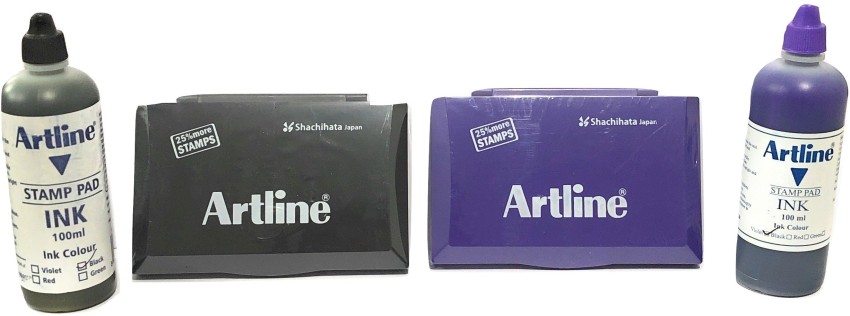 Stamp pad (Size 11.6cm x 6.5cm) and Violet Ink (25 ml) Combo