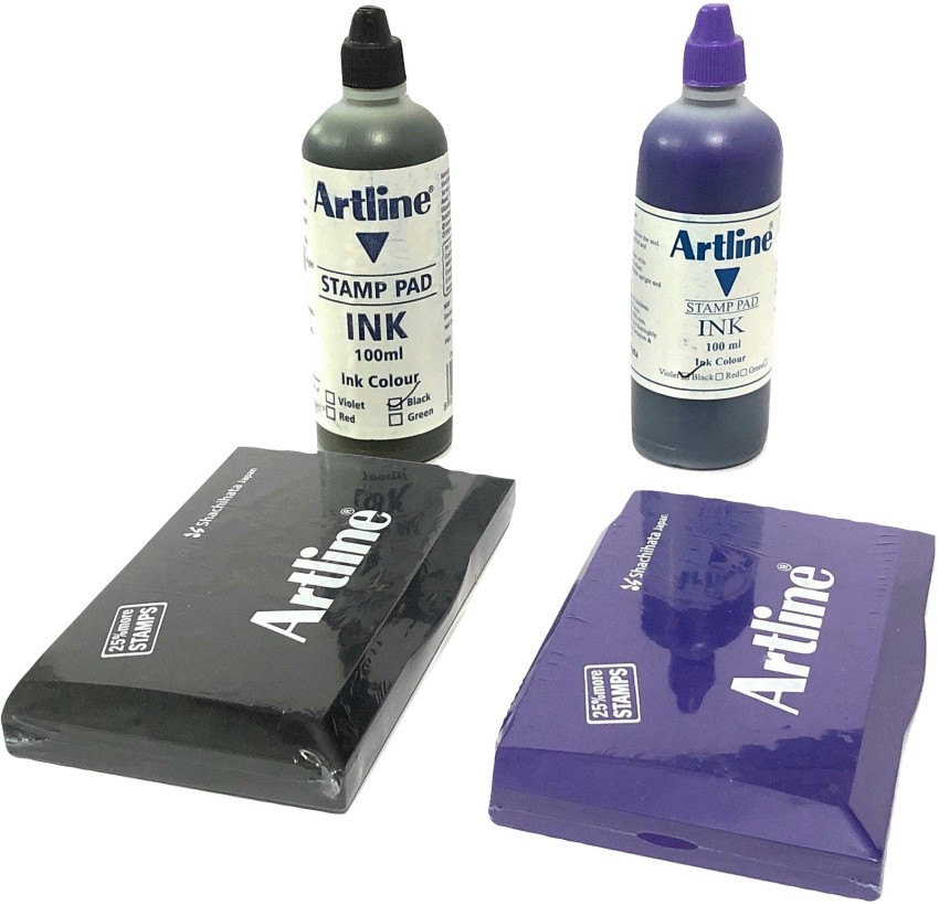 Stamp pad (Size 11.6cm x 6.5cm) and Violet Ink (25 ml) Combo