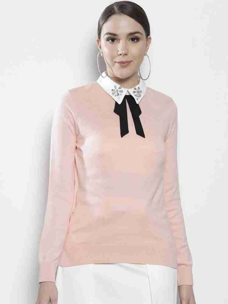 Crop sweater with perkins collar - Woman