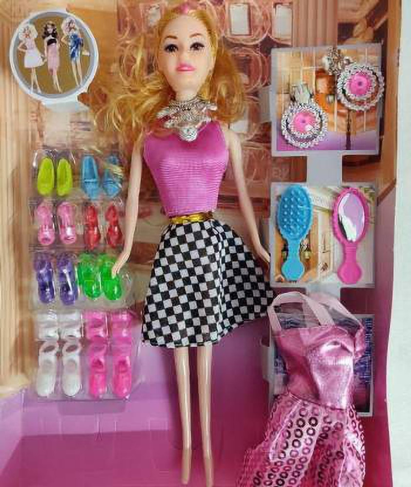 Oraisportsmart Doll With Shoes Fashion Accessories Kit Pink