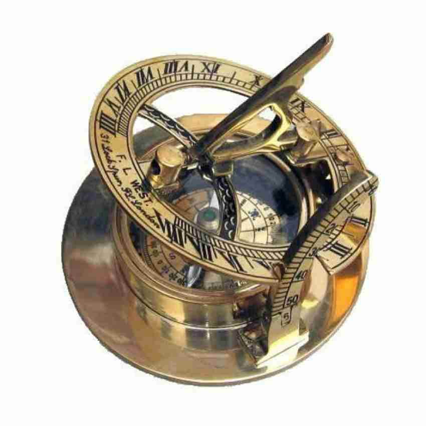 Nautical Brass Sundial Compass 3 Antique Style Sundial Pocket Compass F.  L.West