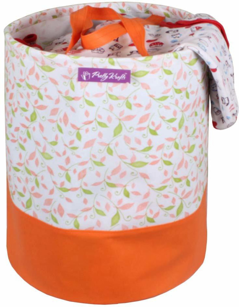 PrettyKrafts 45 L Orange Laundry Basket