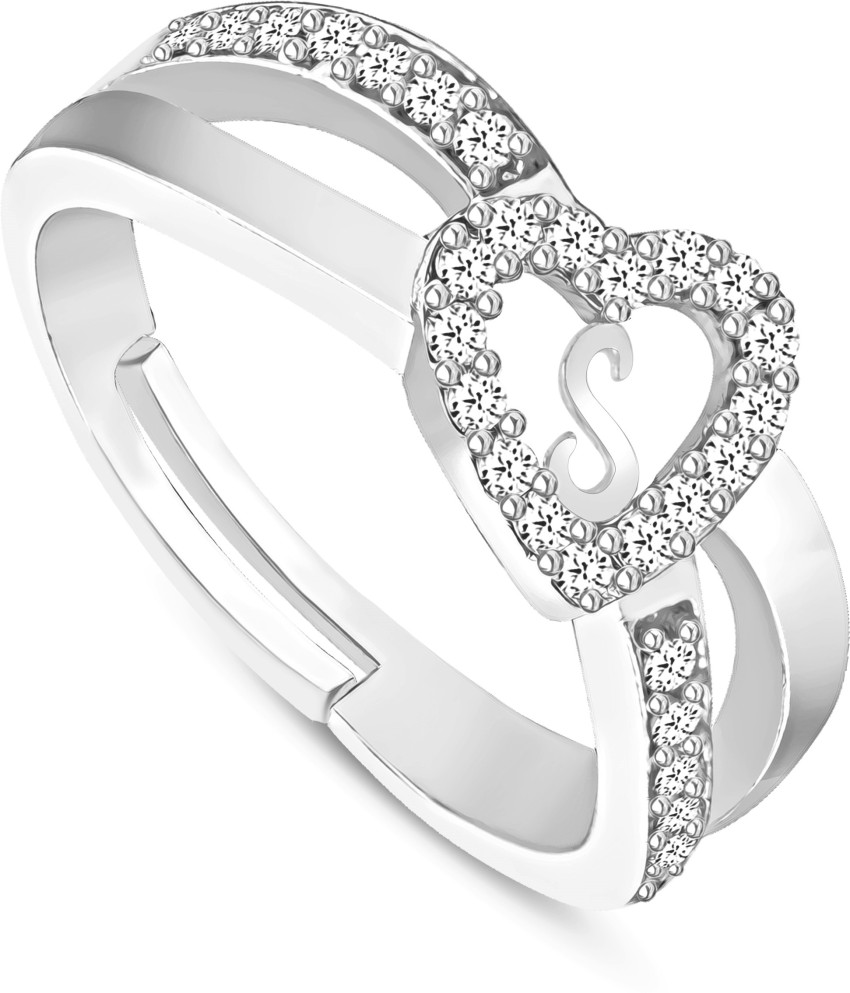 S letter hot sale silver ring