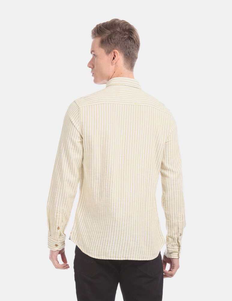 U.S. POLO ASSN. Men Solid Casual Beige Shirt - Buy U.S. POLO ASSN