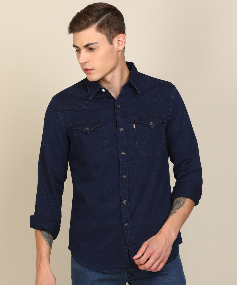 LEVI'S Men Solid Casual Dark Blue Shirt - Buy LEVI'S Men Solid Casual Dark  Blue Shirt Online at Best Prices in India | Flipkart.com