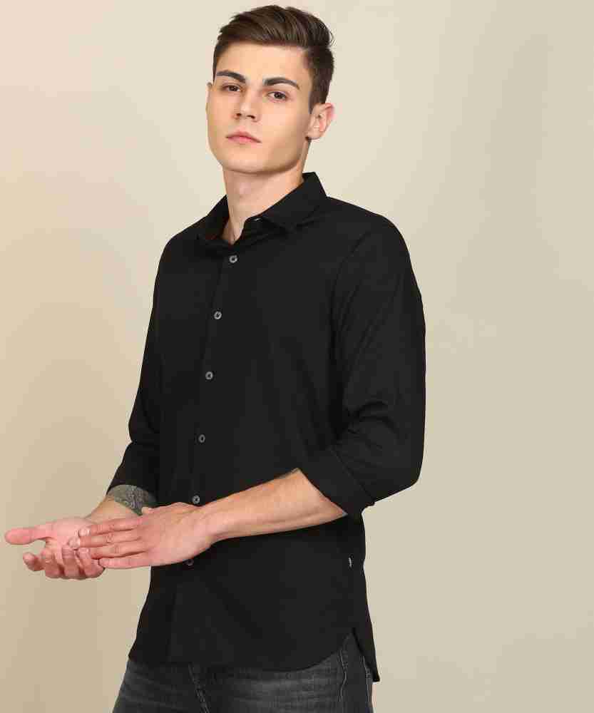 EVIQE Men Solid Casual Black Shirt - Buy EVIQE Men Solid Casual Black Shirt  Online at Best Prices in India