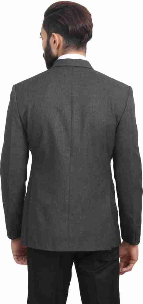 MANQ Solid Single Breasted Formal, Wedding Men Blazer - Buy Charcoal Grey  MANQ Solid Single Breasted Formal, Wedding Men Blazer Online at Best Prices  in India