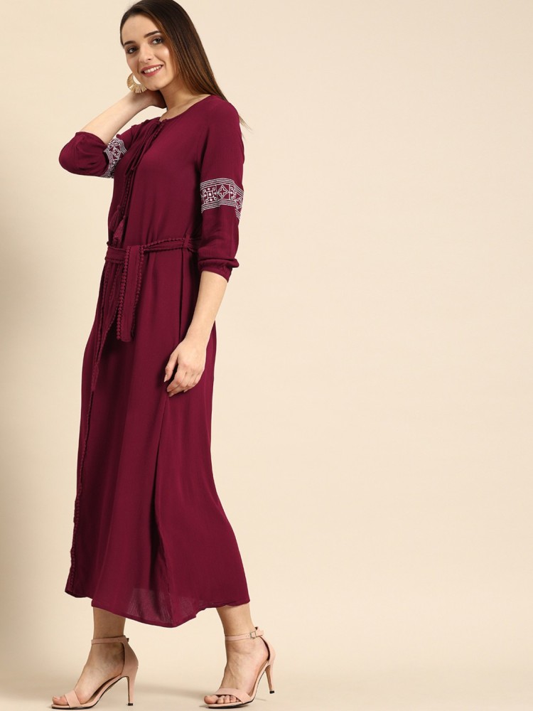 Fit and flare cheap maroon dress