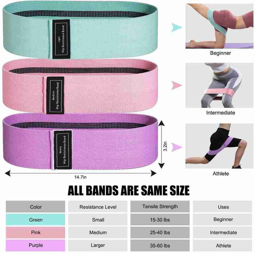 FITLETHIC Hip Resistance Bands Set of 3 Fabric Anti Slip Booty