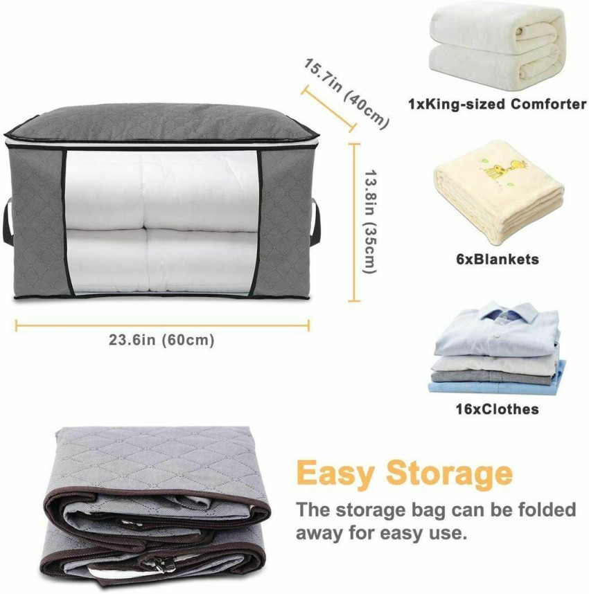 1/2/4PCS Large Clothes Storage Bags with zipper Foldable Wardrobe Closet  Organizers Storage Box for Blanket Comforter Clothing