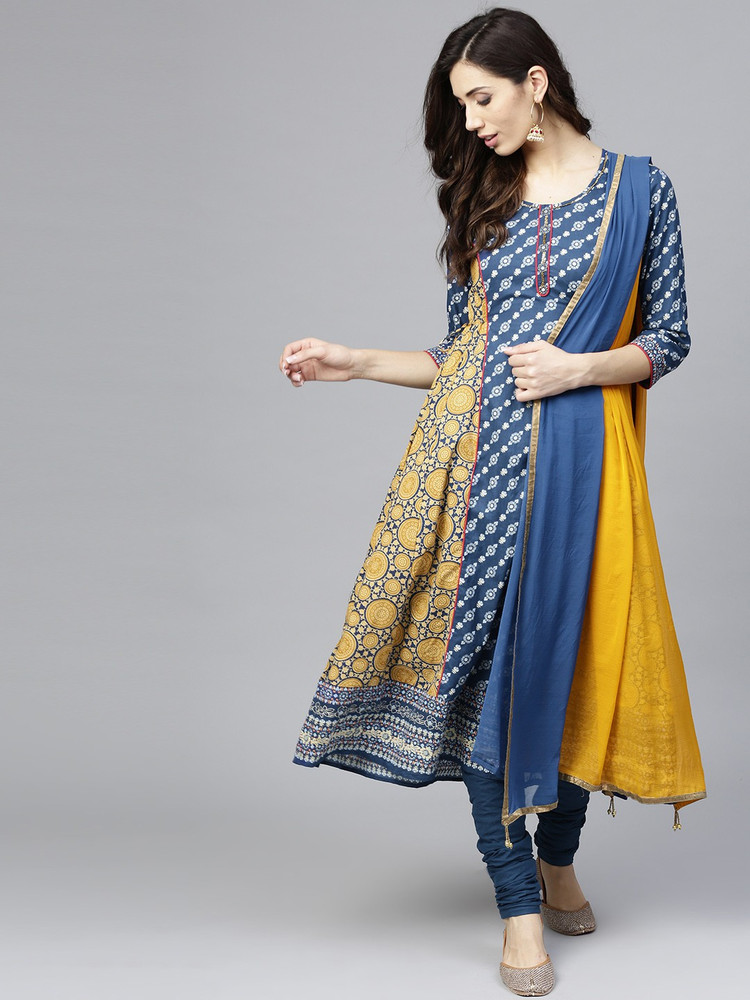 Rain And Rainbow Printed Kurta Churidar Dupatta Set Buy Rain And Rainbow Printed Kurta Churidar Dupatta Set Online at Best Prices in India Flipkart