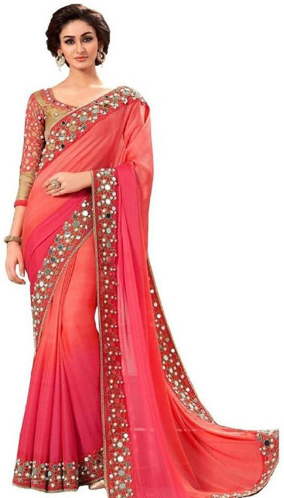 Buy MISILY Dyed Fashion Silk Blend Pink Sarees Online Best Price In India Flipkart