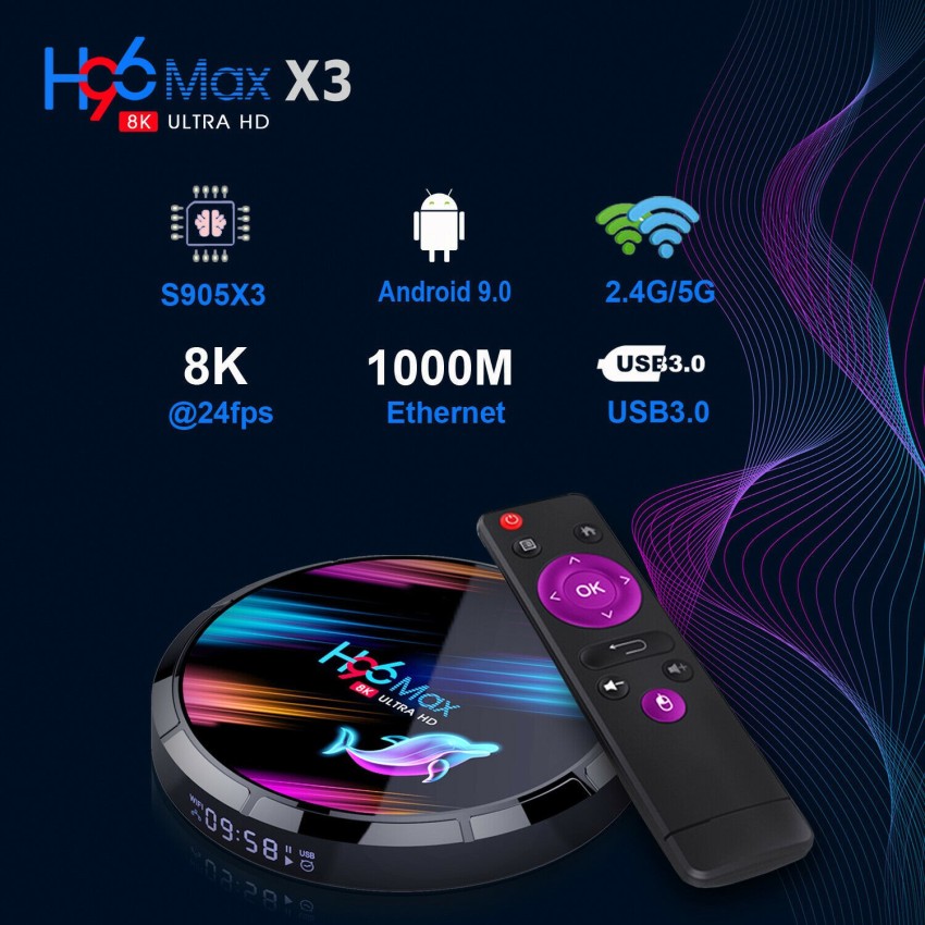 RKTech H96 MAX X3 4GB 32GB S905X3 64 Bit Android 9.0 Smart TV Box 2.4G+5G  Dual-band WiFi UHD 8K Support JIO TV, HOTSTAR, THOP TV Media Streaming  Device - RKTech 