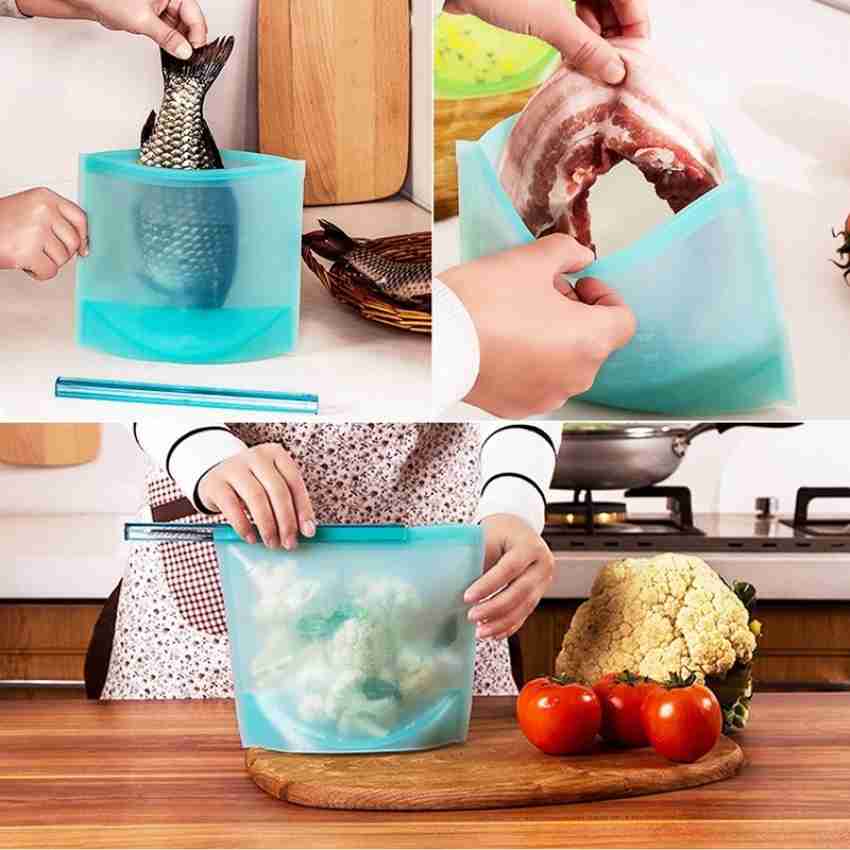 15Pcs Reusable Silicone Food Bag Ziplock Food Storage Bag Refrigerator  Fresh Bags 