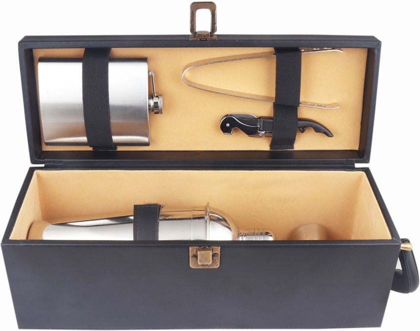 Vegan Leatherette Portable Bar Box with Accessories