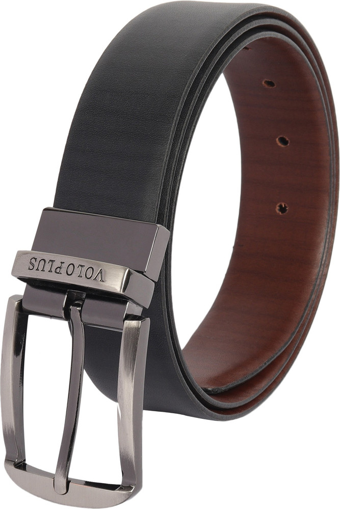 Voloplus Men Black Brown Genuine Leather Reversible Belt Black