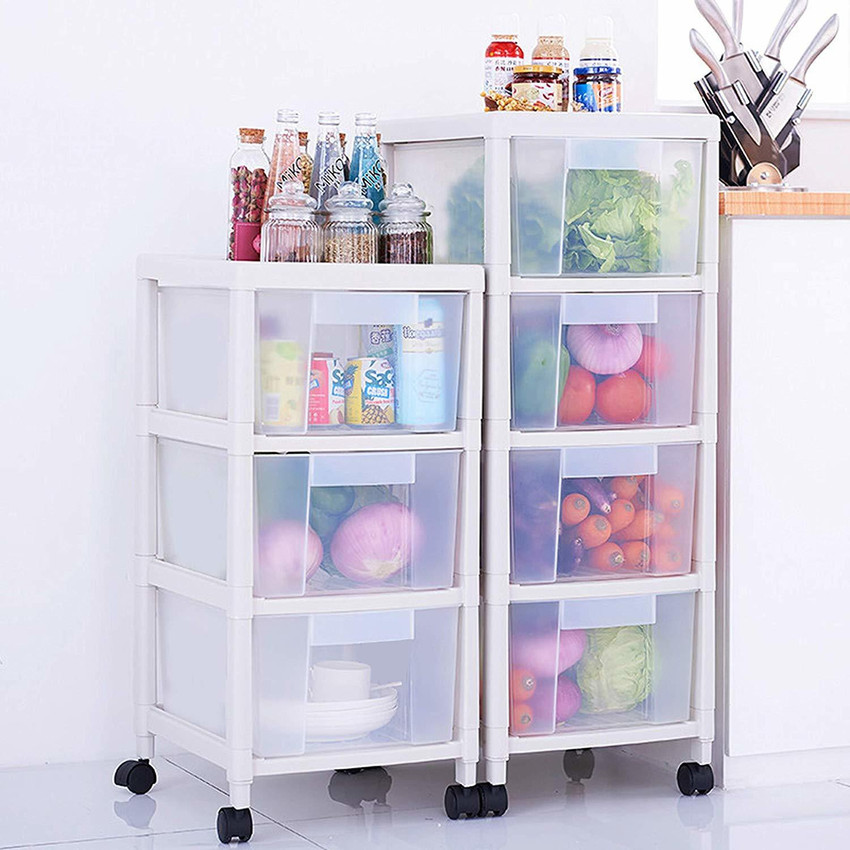 Plastic shelves shop with drawers
