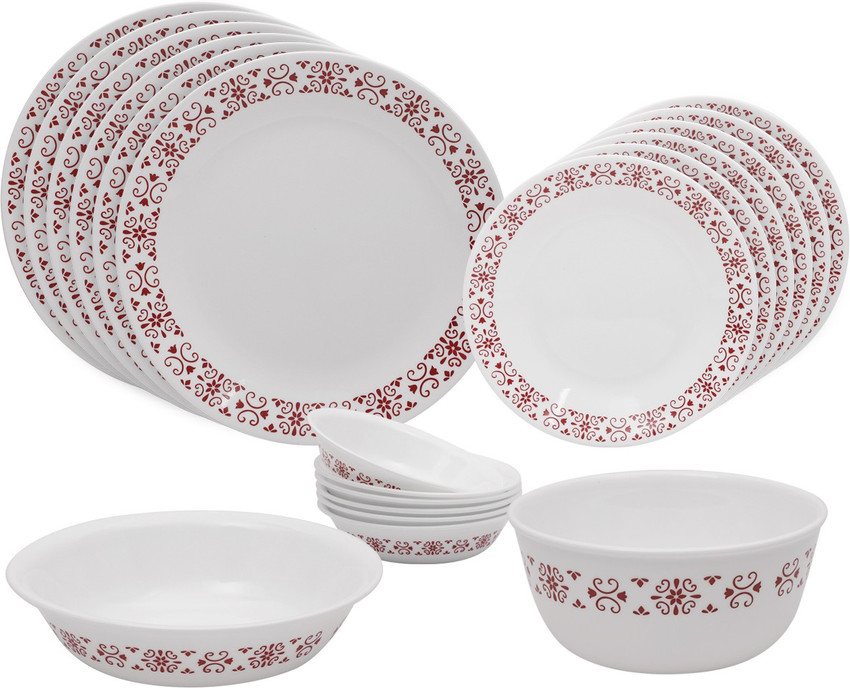 CORELLE Pack of 20 Glass Dinner Set Trellies 20Pcs Set Dinner Set