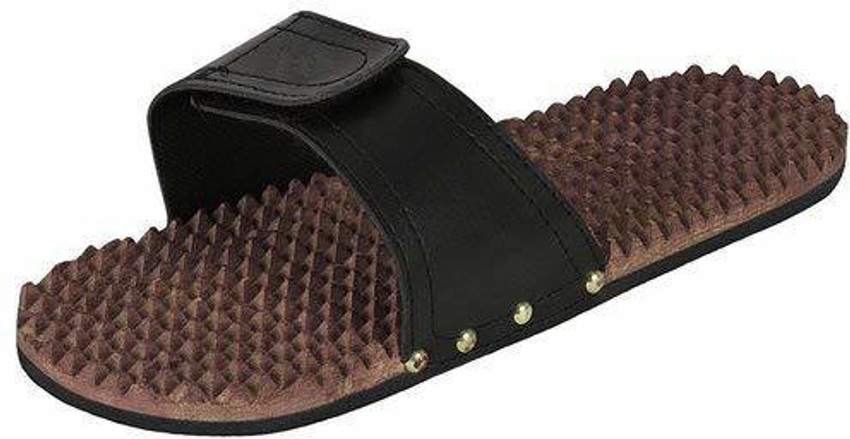 Happie Shopping Acupressure Slipper23 Acupressure Slipper Ideal for BP Sugar Patients Free Size Size Adjusted Thru Strap for Men Women Black