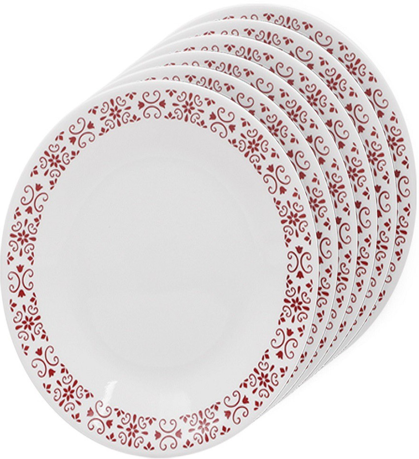 CORELLE Small Plate Red Trellis 6PCS Quarter Plate