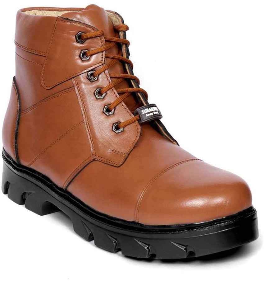 suraksha Genuine Leather Mid ankle Police Boots Tan Boots For Men Buy suraksha Genuine Leather Mid ankle Police Boots Tan Boots For Men Online at Best Price Shop Online for