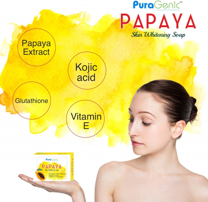 Puragenic Papaya Skin Whitening Soap 75gm Combo Pack of 5