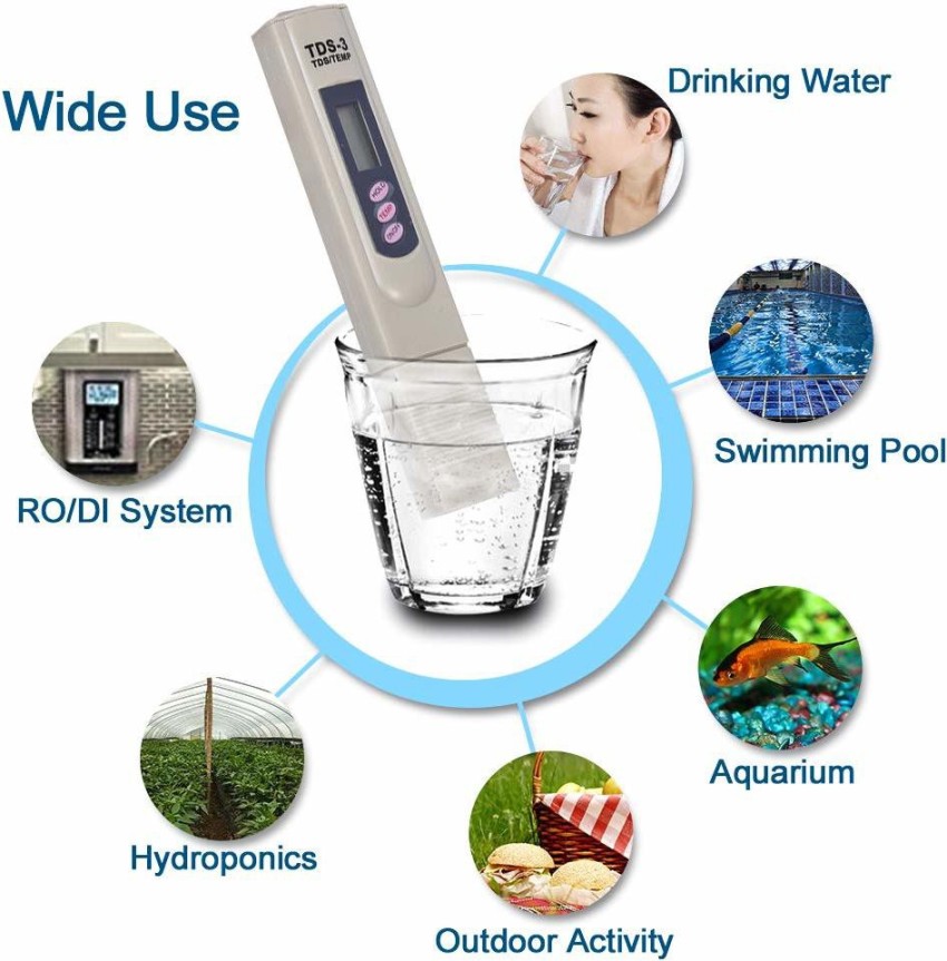 TDS Meter Digital Water Tester, Temperature Meter Tester Hydroponics 3 In 1,  0-9999 PPM Meter, Ideal Water Quality Test Meter for Drinking Water,  Swimming Pools and Aquariums 