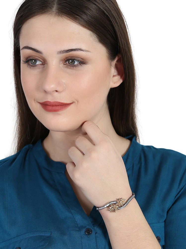 Anika s Creation Alloy Cubic Zirconia Rhodium Bracelet Price in
