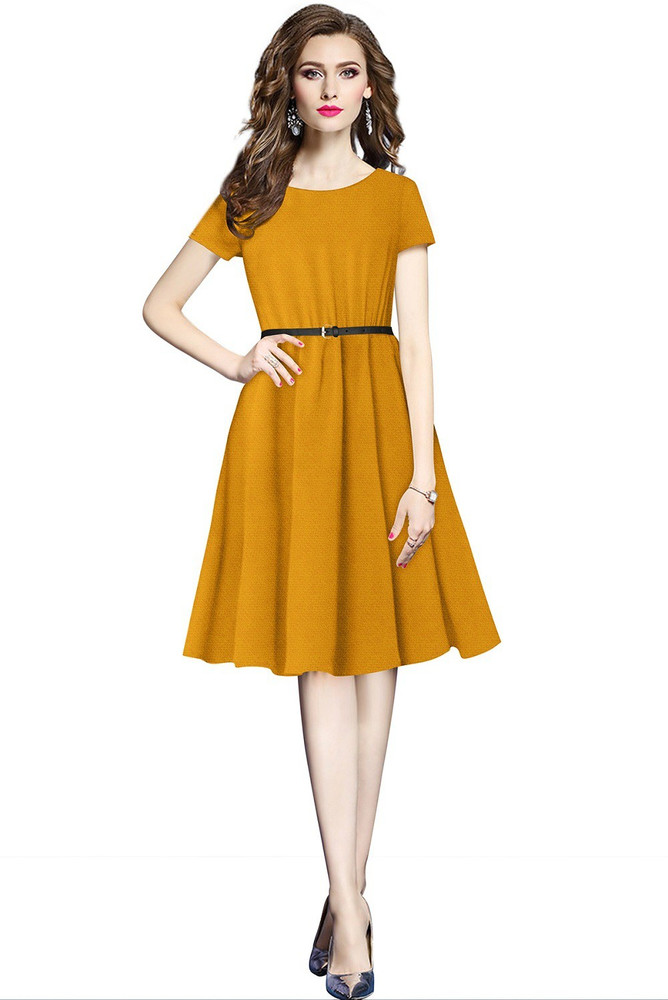 Radhe Shopee Women A line Yellow Dress Buy Radhe Shopee Women A line Yellow Dress Online at Best Prices in India Flipkart