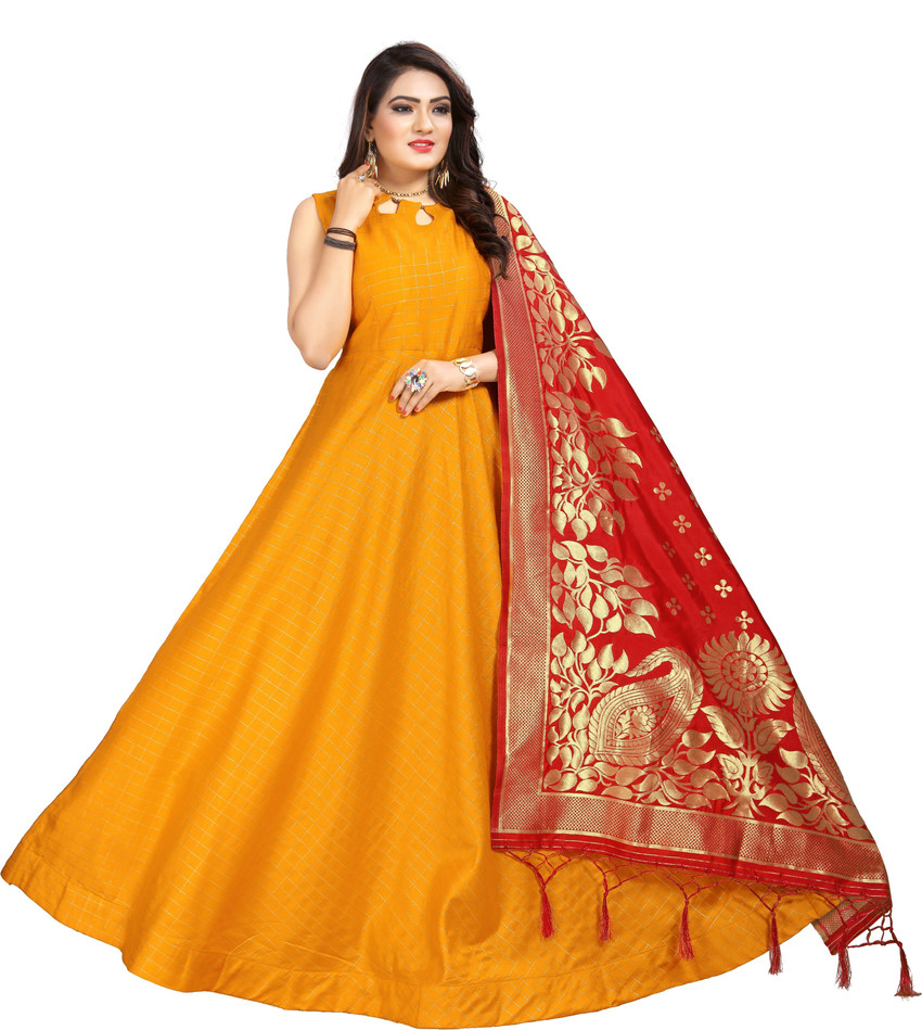 Omkara Women Gown Dupatta Set Buy Omkara Women Gown Dupatta Set