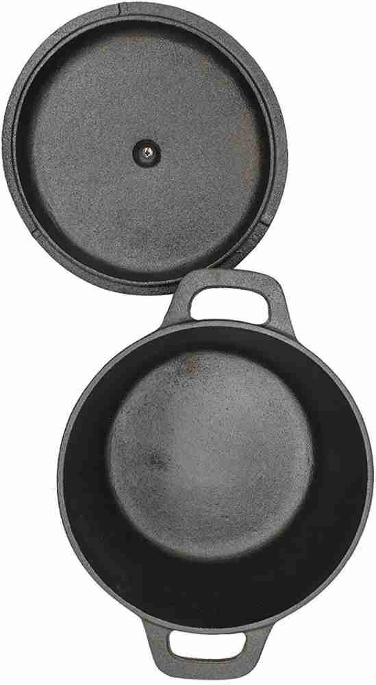 Trilonium Triple Seasoned Cast Iron Kadai 26 cm, Sleek, Weighs 2.4