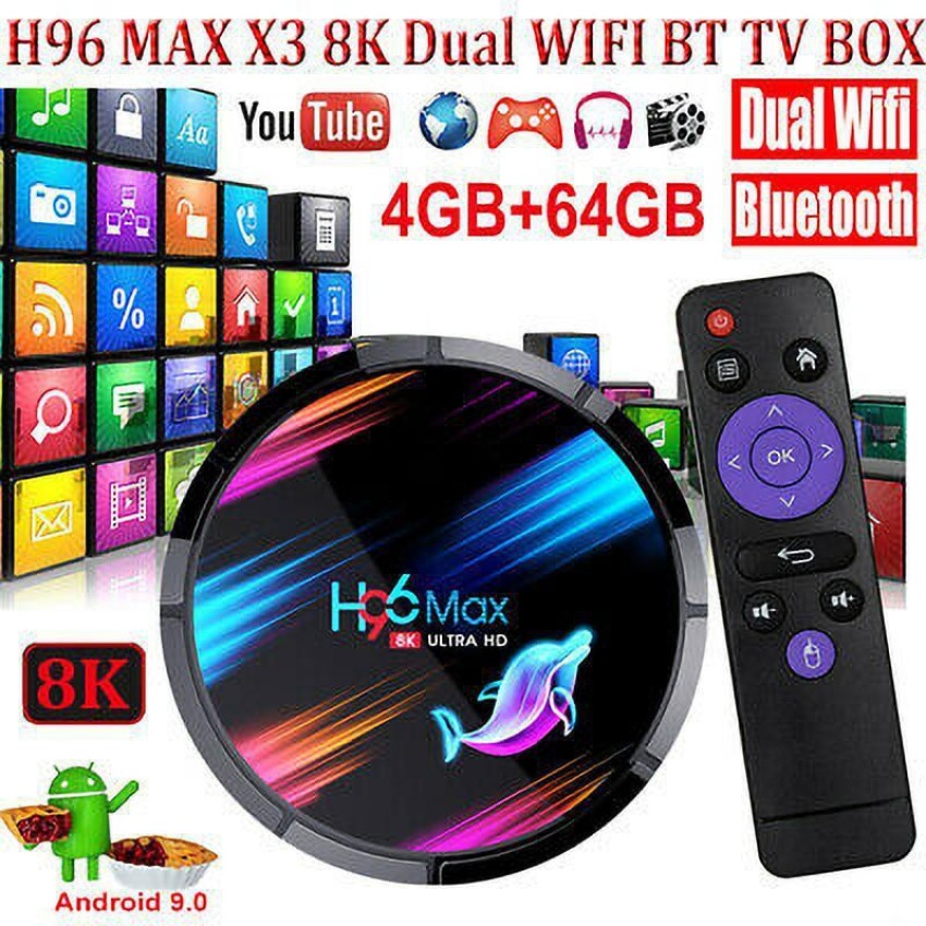RKTech H96 MAX X3 4GB 32GB S905X3 64 Bit Android 9.0 Smart TV Box 2.4G+5G  Dual-band WiFi UHD 8K Support JIO TV, HOTSTAR, THOP TV Media Streaming  Device - RKTech 