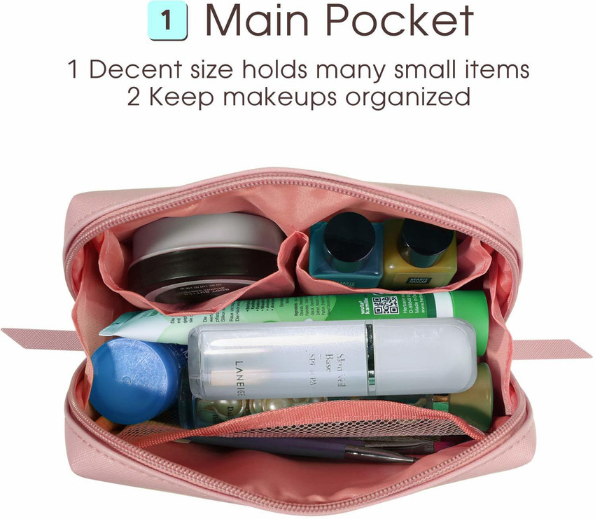 Vintage Small Leather Makeup Bag for Purse Travel Makeup Pouch