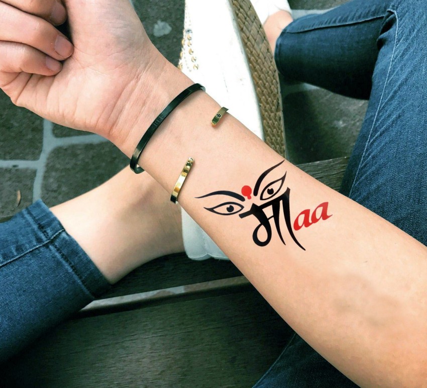Trishul with Maa Tattoo Waterproof God For Men and Women Temporary Body  Tattoo