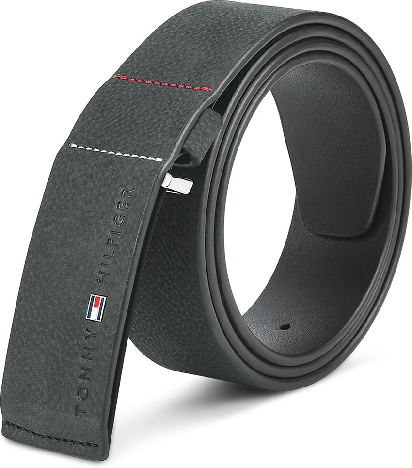 TOMMY HILFIGER Men Formal Black Genuine Leather Belt Greenish