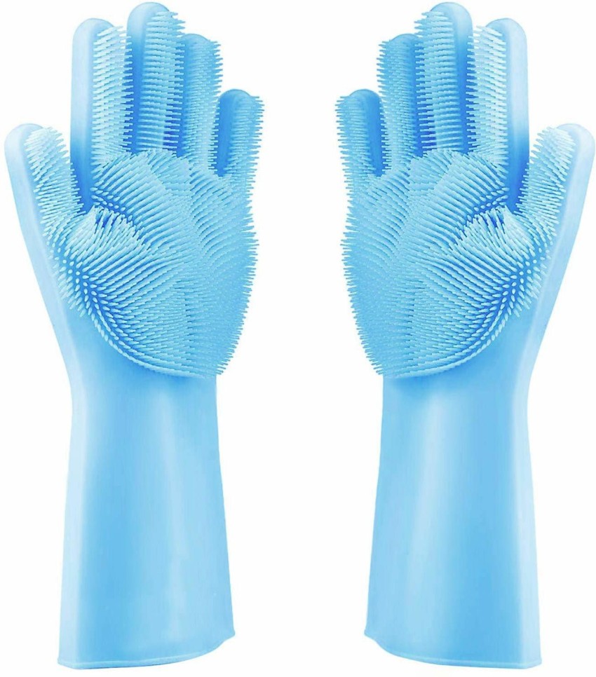 RBS Magic Silicone Dish Washing Gloves, Silicon Cleaning Gloves, Silicon  Scrubbing Gloves, Hand Gloves for Kitchen Dishwashing and Pet Grooming Wet  and Dry Glove Set Price in India - Buy RBS Magic