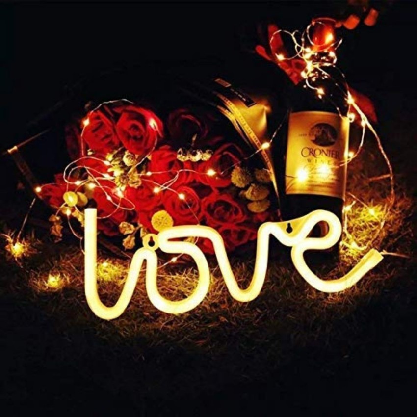 prisma collection Love LED Neon Signs for Wall Decor, Powered by 3 AA  Battery ,Night Lights Lamps Wall Art Decor, Wedding party Decoration ,Table  Lights ,Decorative for Home Party Living Room (Love –