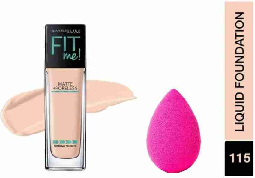 MAYBELLINE NEW YORK Fit Me Matte+Poreless Liquid Foundation (115 Ivory, 30  ml) with Beauty Blender Price in India - Buy MAYBELLINE NEW YORK Fit Me  Matte+Poreless Liquid Foundation (115 Ivory, 30 ml)