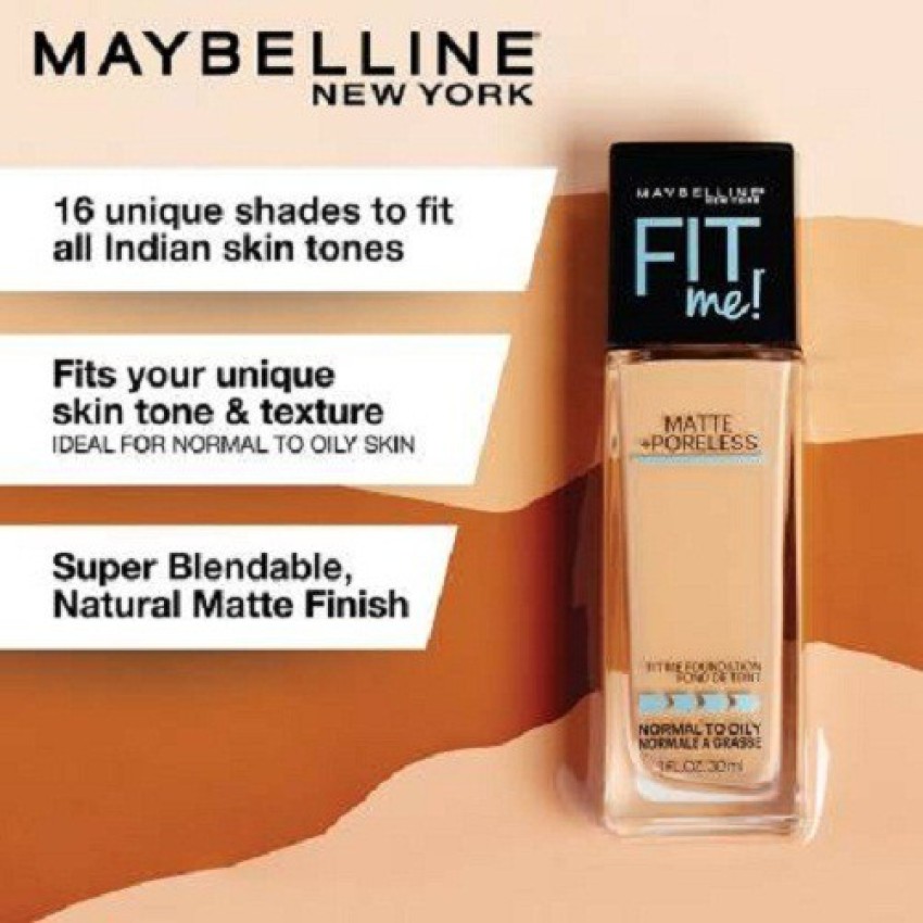 Maybelline New York Fit Me Foundation 220 Natural Beige + Fit Me Matte +  Poreless Primer Combo