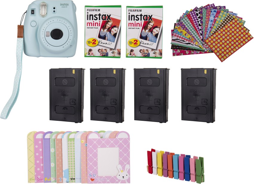 Fujifilm Instax Mini 9 Instant Camera (Ice Blue) with Instax Mini Film Pack
