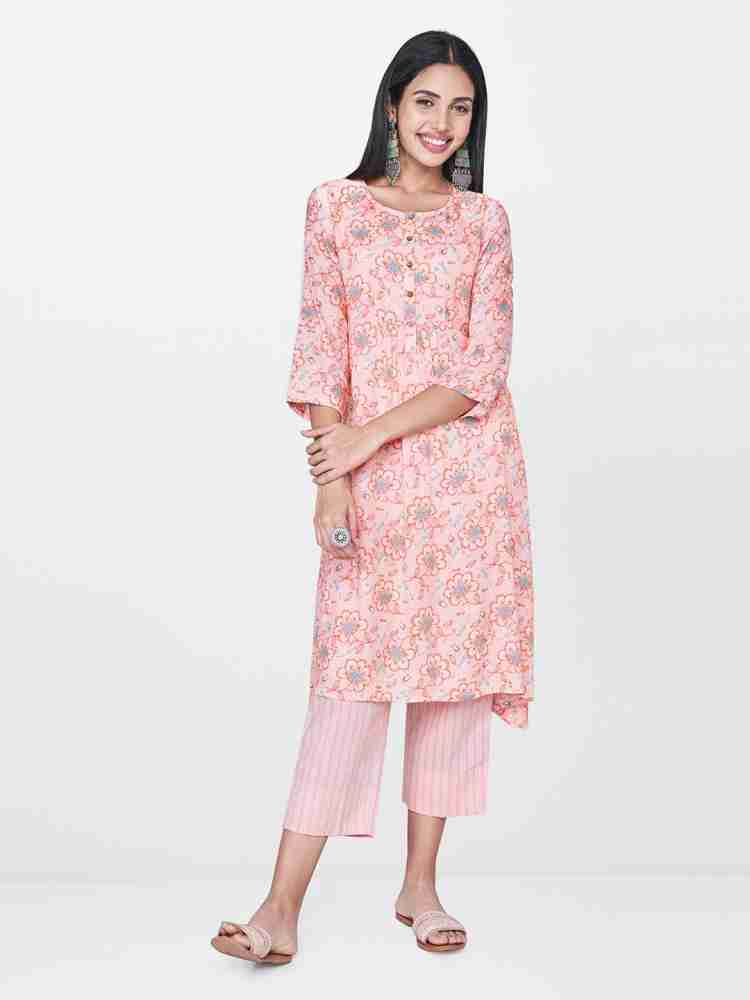 GLOBAL DESI Women Floral Print A line Kurta