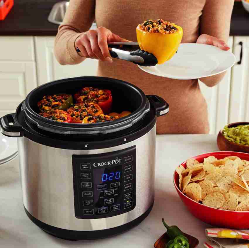 Crock-Pot Express Electric Pressure Cooker 12-in-1 Programmable  Multi-Cooker Stainless Steel Slow Cooker Steamer and Saute 5.6 Litre Color  Silver