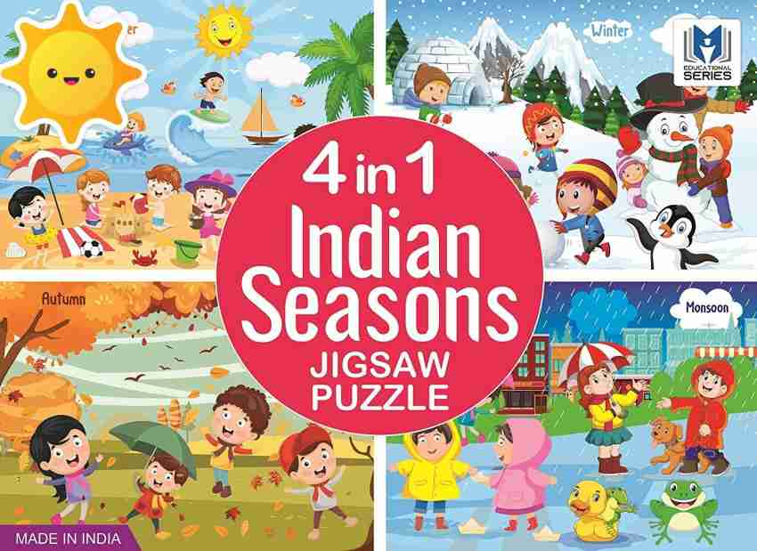 shopviashipping 4 in 1 indian Seasons jigsaw puzzle for kids. 4 jigsaw  puzzles 35 pieces each (140 Pieces) - 4 in 1 indian Seasons jigsaw puzzle  for kids. 4 jigsaw puzzles 35 pieces each (140 Pieces) . Buy indian Jigsaw  puzzles are great toys for a child as